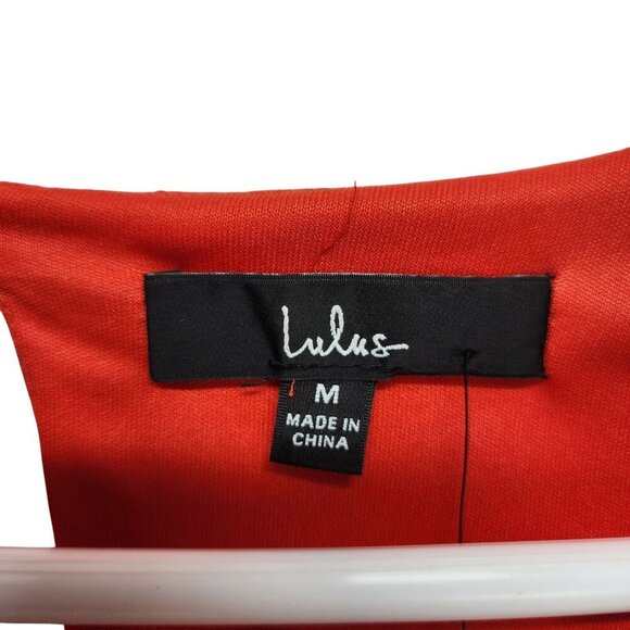 Lulus Red Wrap dress ruffle Knot Tie Sleeves Waist Tie Lined Bodice Size Medium - Picture 2 of 13